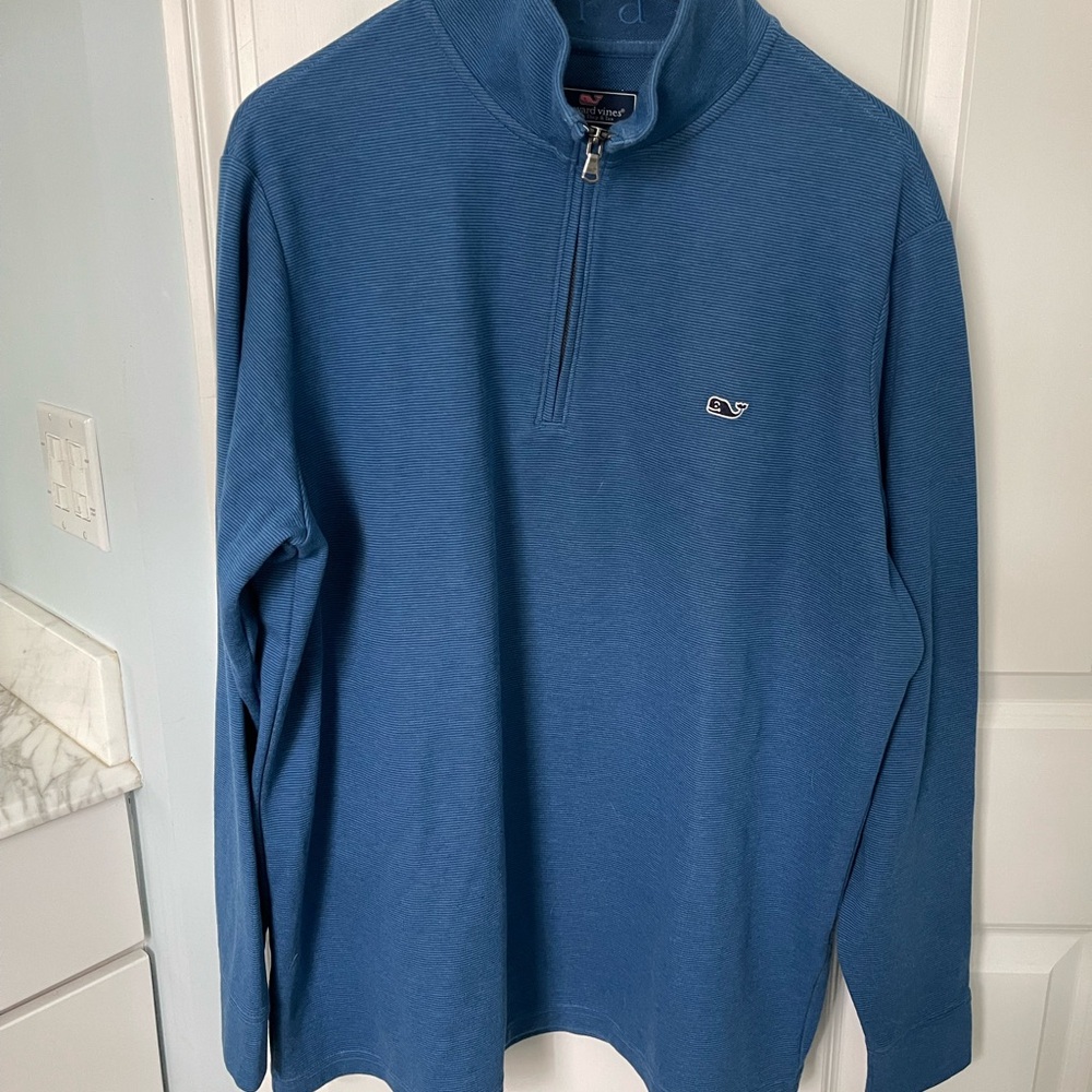 Vineyard Vines Men's Blue Quarter-Zip Sweater Large Tall